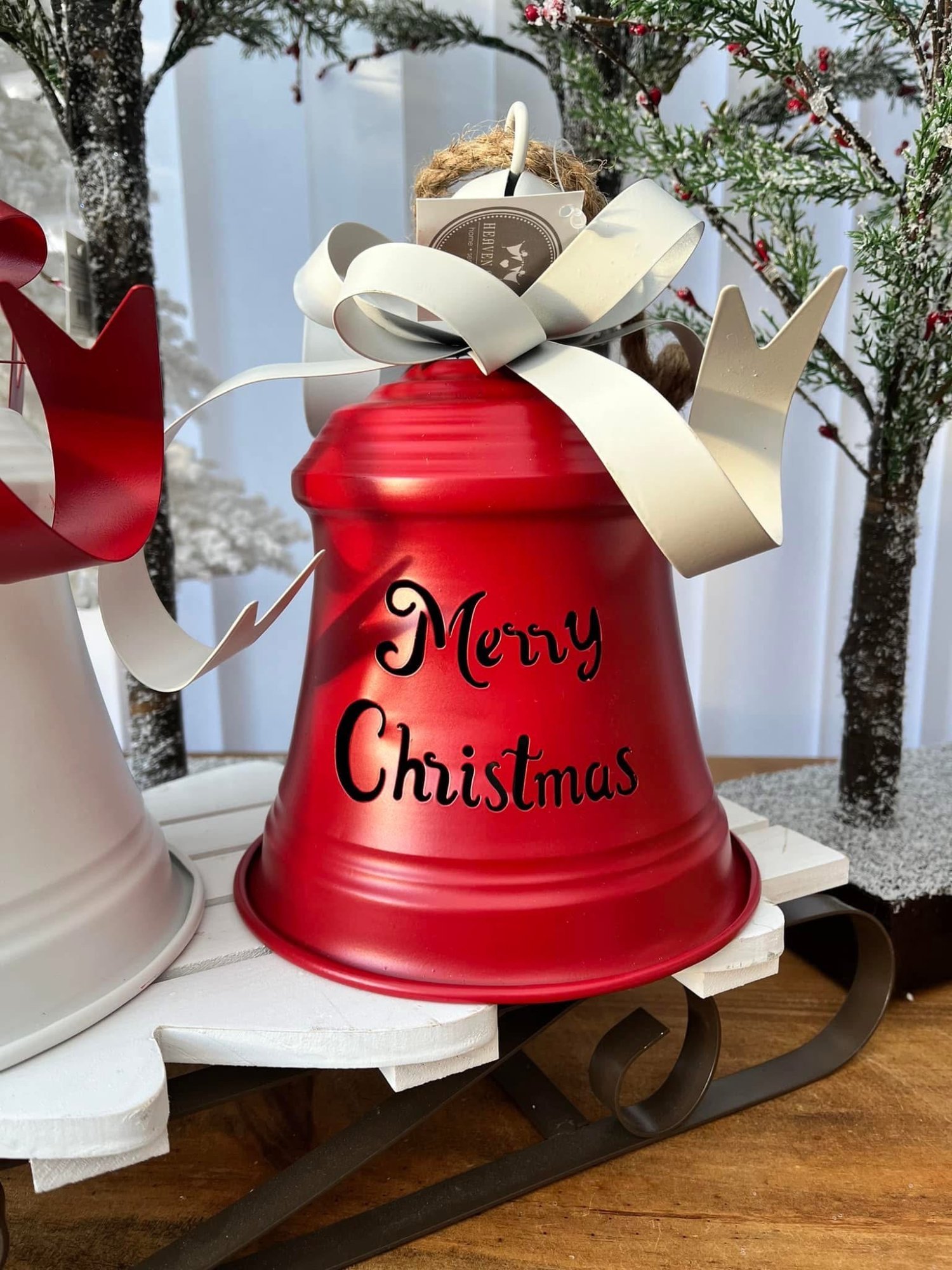 Red metal Merry Christmas bell